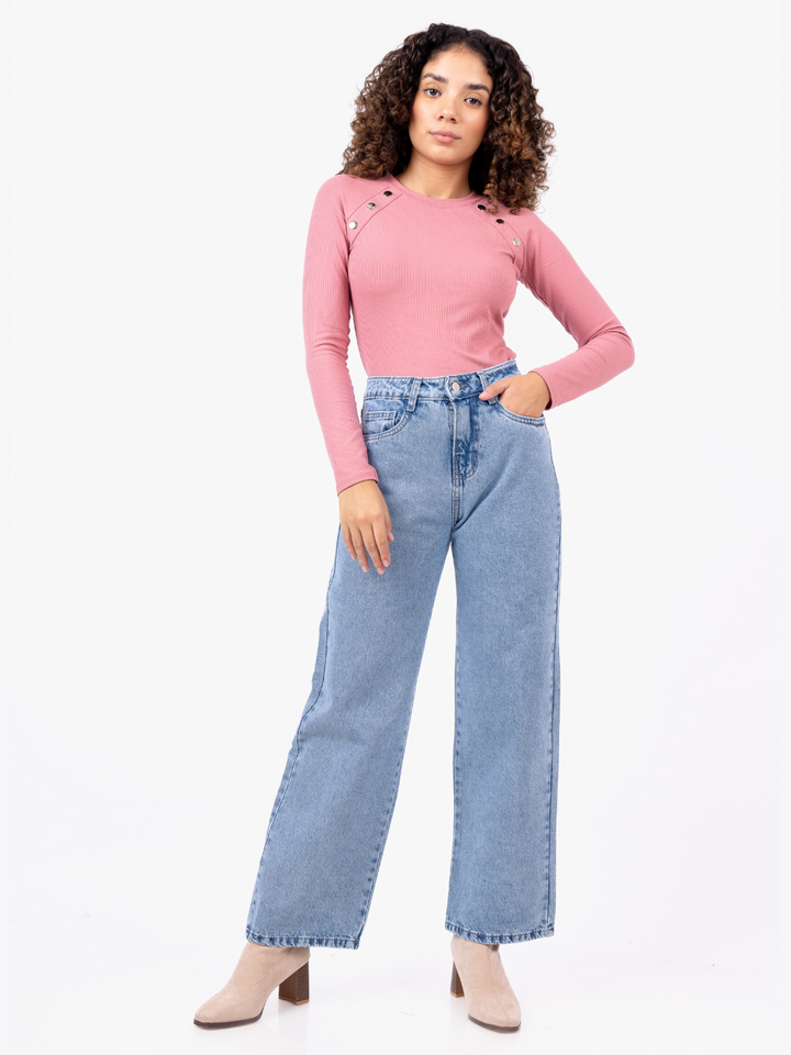 BAGGY JEAN MILAN - CELESTE CROMADO