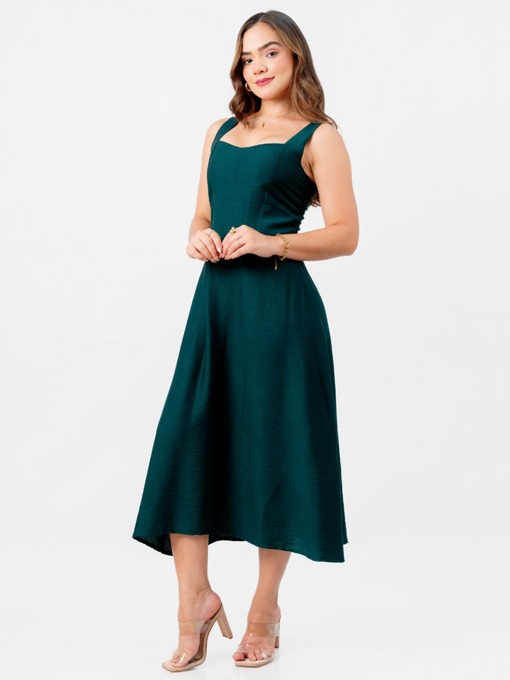VESTIDO SALLY - VERDE BOTELLA
