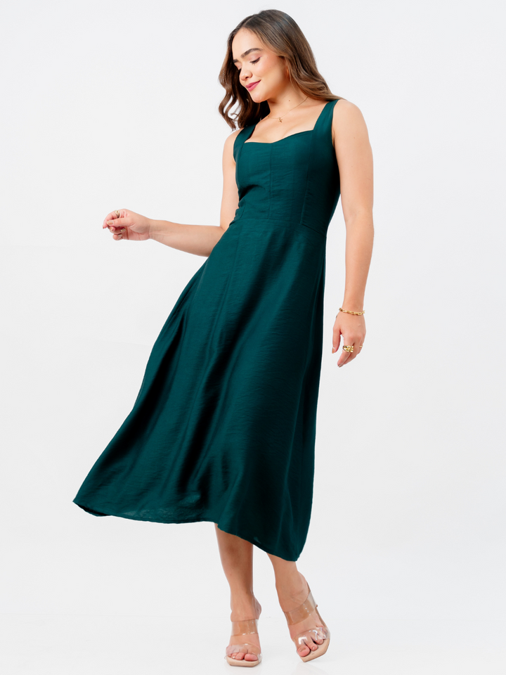 VESTIDO SALLY - VERDE BOTELLA