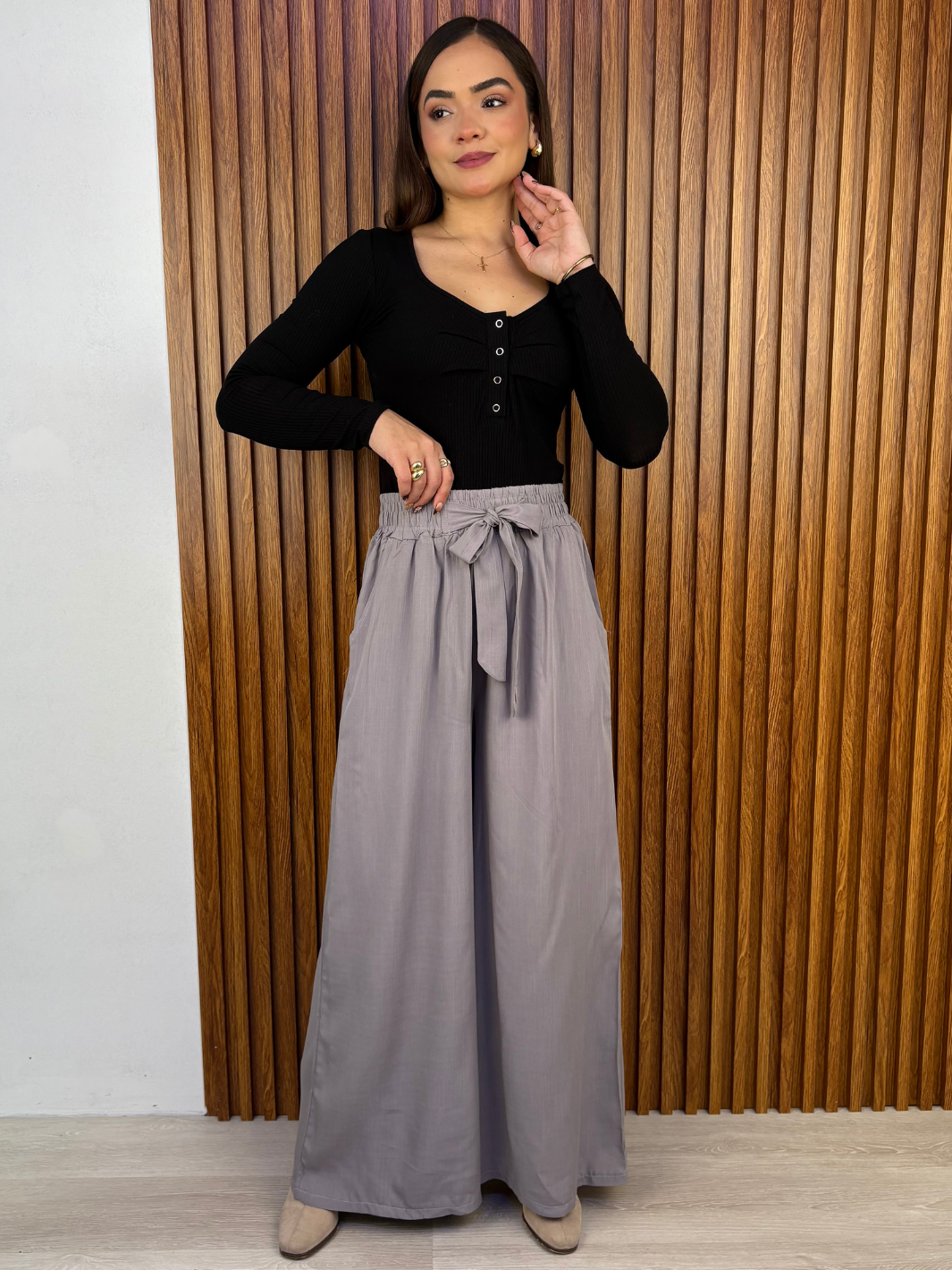 PANTALON PALAZZO VENTURA MELANGE