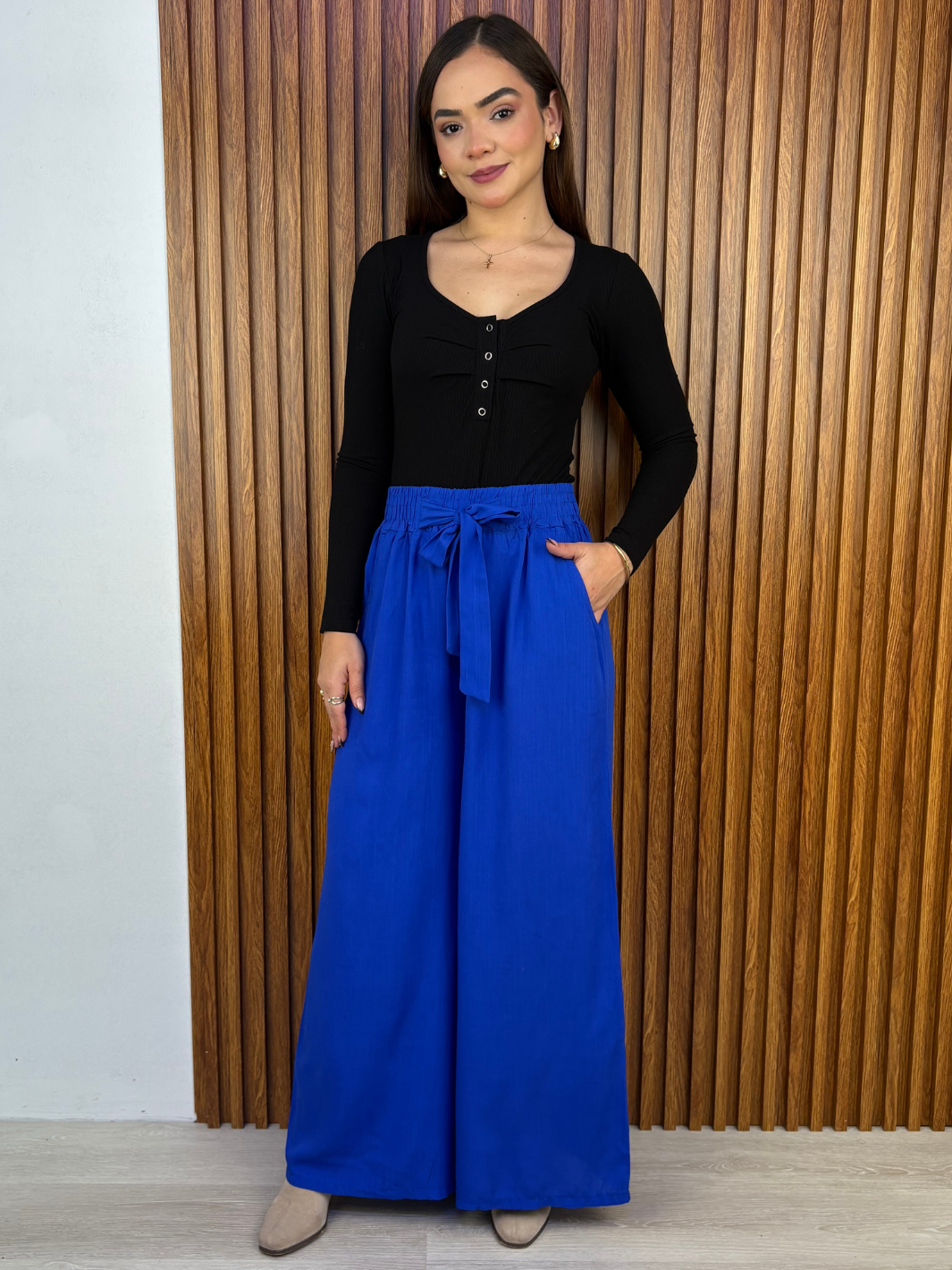 PANTALON PALAZZO VENTURA AZULINO