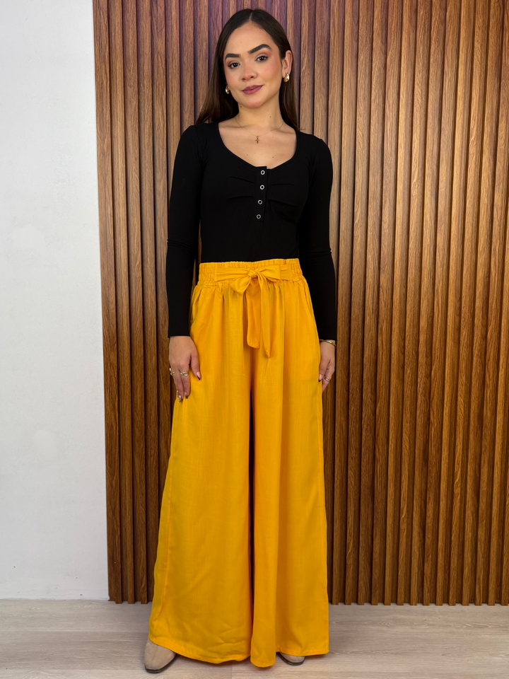 PANTALON PALAZZO VENTURA MOSTAZA