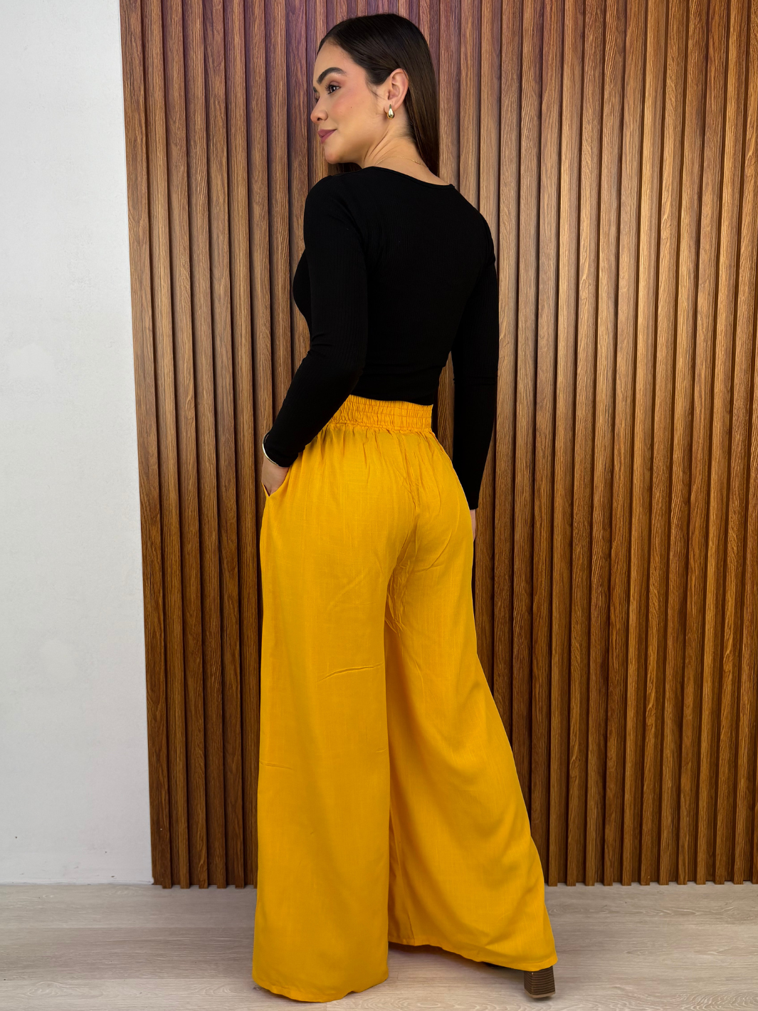 PANTALON PALAZZO VENTURA MOSTAZA
