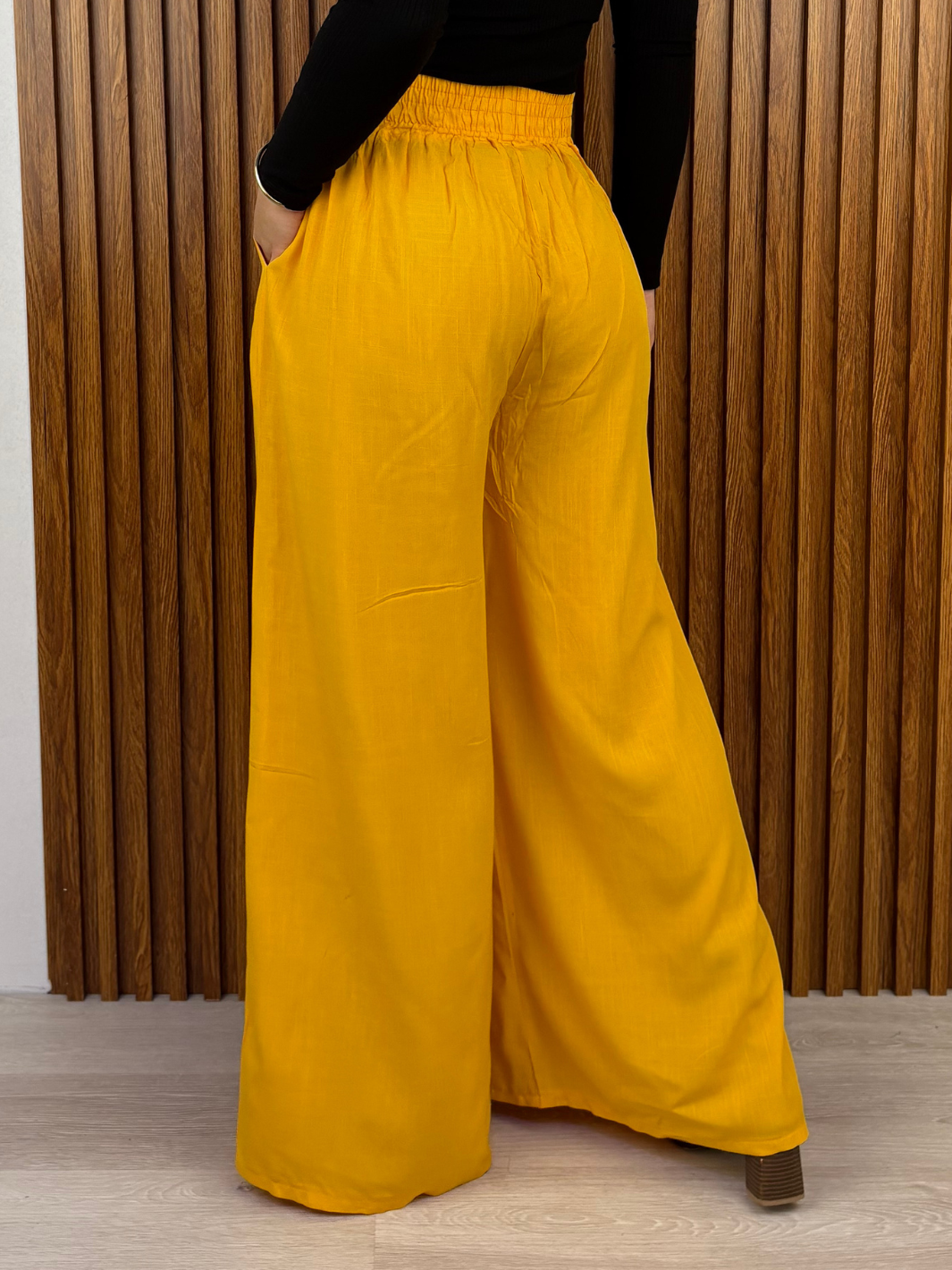 PANTALON PALAZZO VENTURA MOSTAZA