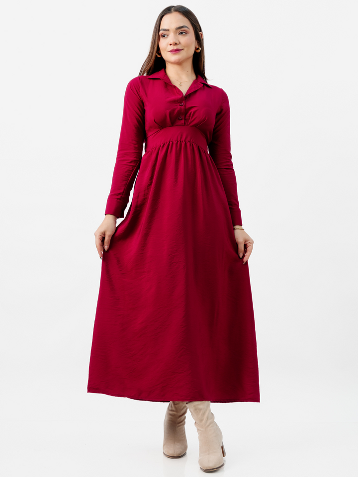 VESTIDO CAMISERO LARGO TATI VINO