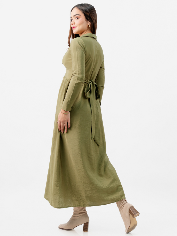 VESTIDO CAMISERO LARGO TATI VERDE