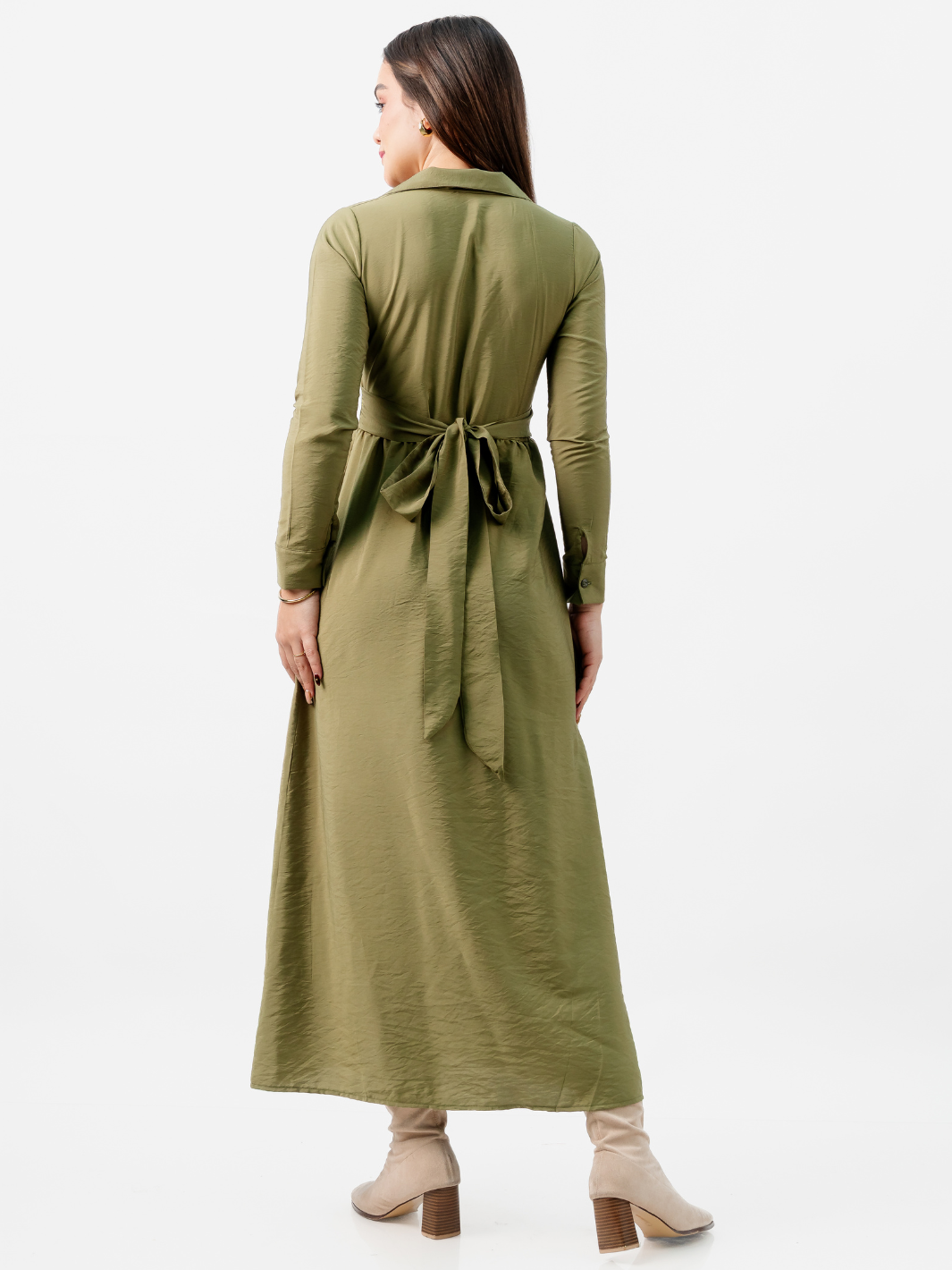 VESTIDO CAMISERO LARGO TATI VERDE