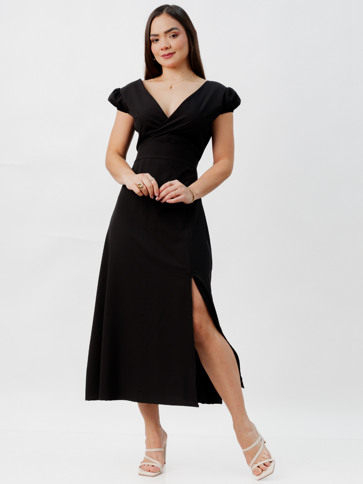 VESTIDO CASUAL LARGO CRISS NEGRO