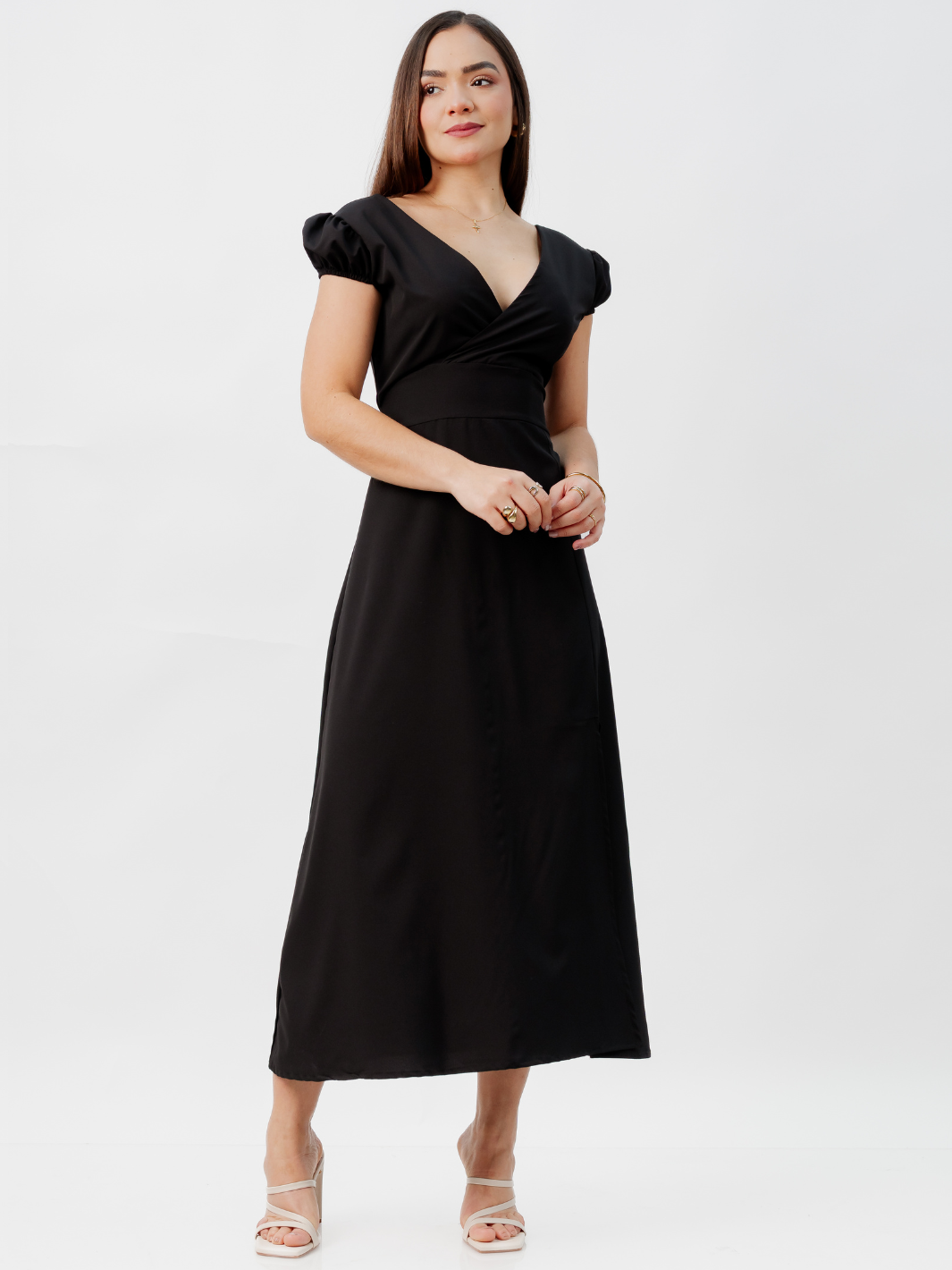 VESTIDO CASUAL LARGO CRISS NEGRO