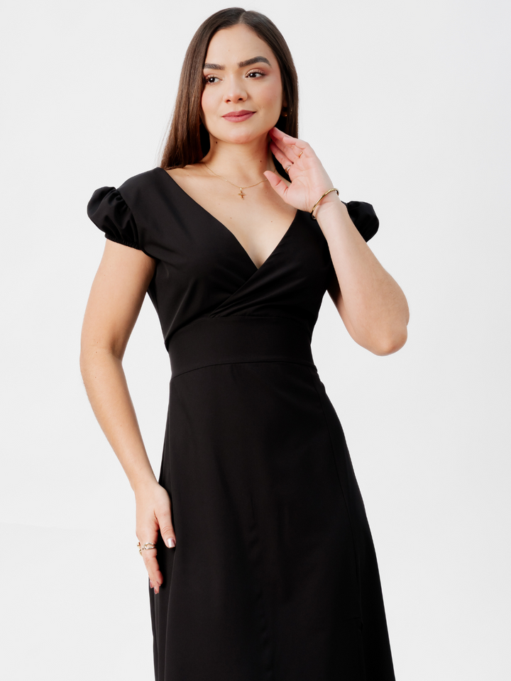 VESTIDO CASUAL LARGO CRISS NEGRO