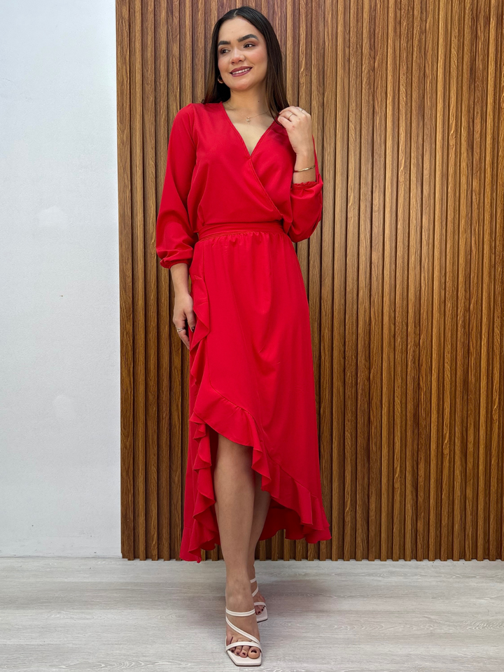 SET DE BLUSA Y FALDA EDITH ROJO