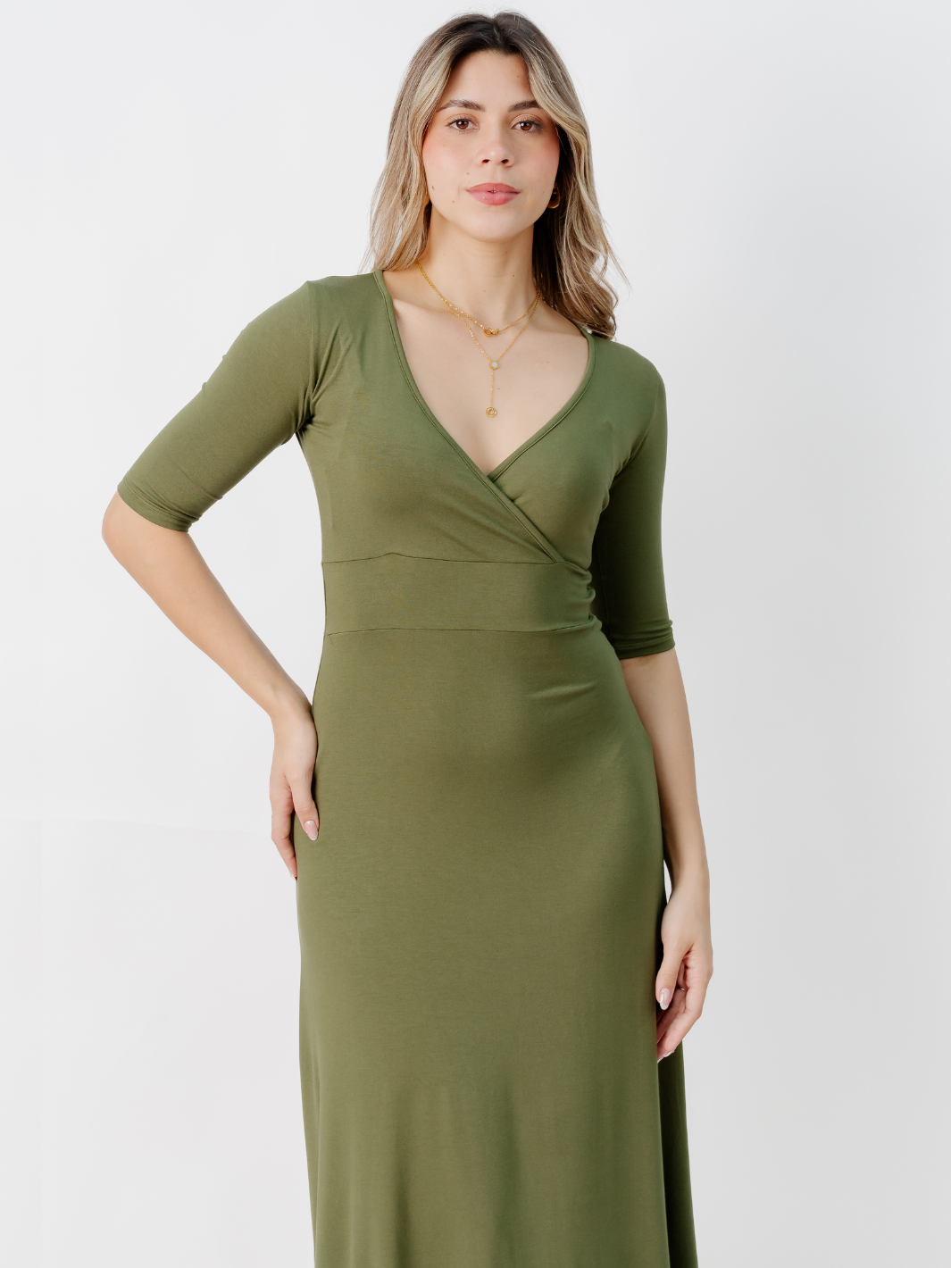 VESTIDO CON MANGA 3/4 LARA VERDE