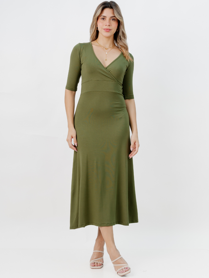 VESTIDO CON MANGA 3/4 LARA VERDE