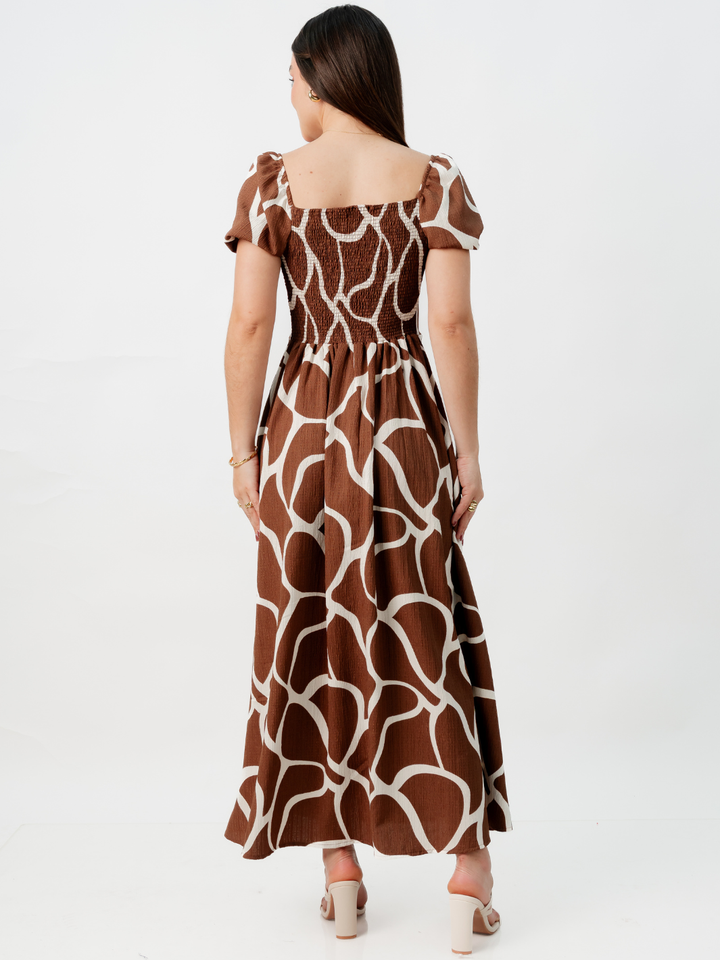 VESTIDO ROMANTICO LARGO NELLY CHOCOLATE