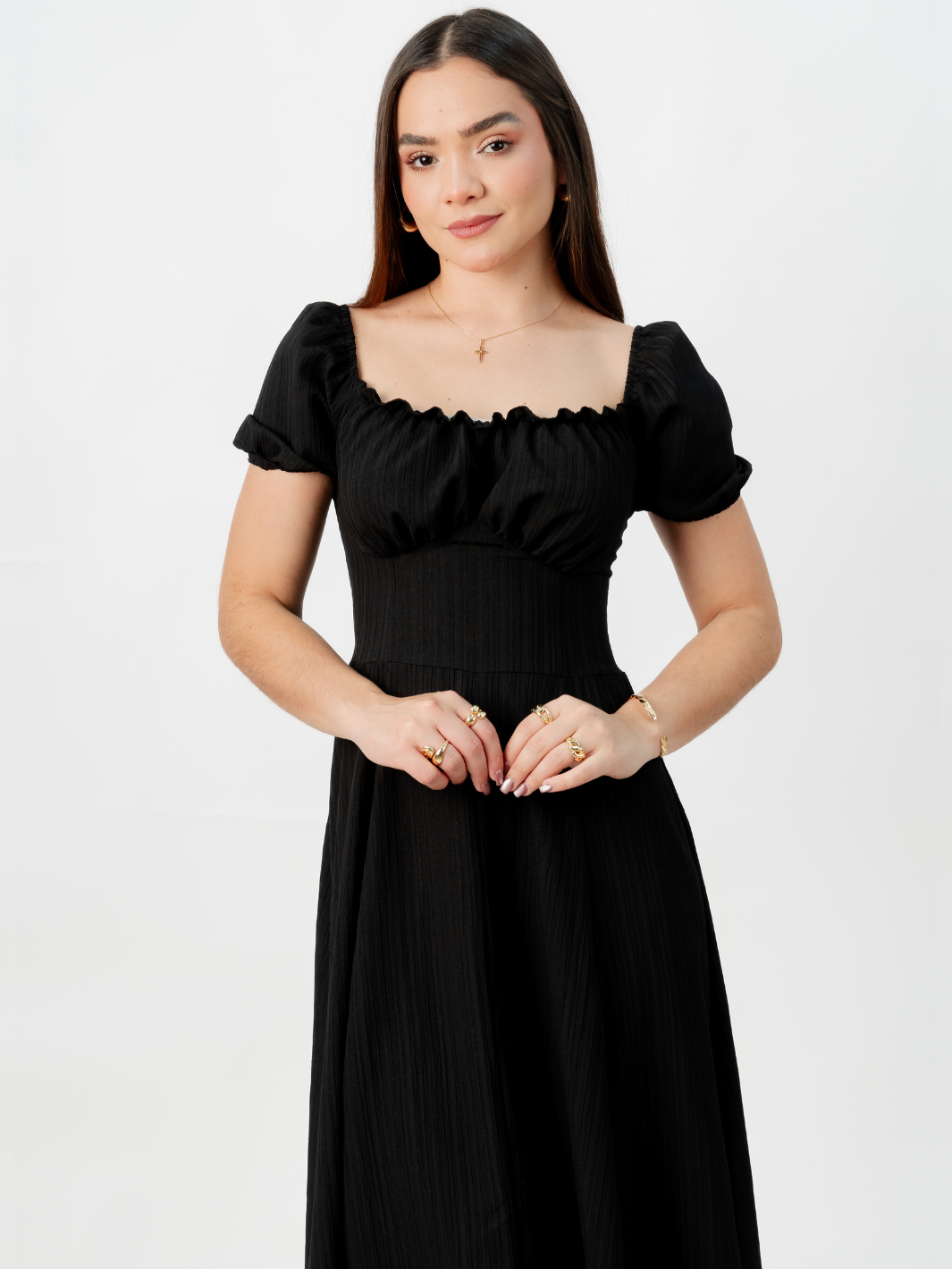 VESTIDO ROMANTICO LARGO NELLY NEGRO