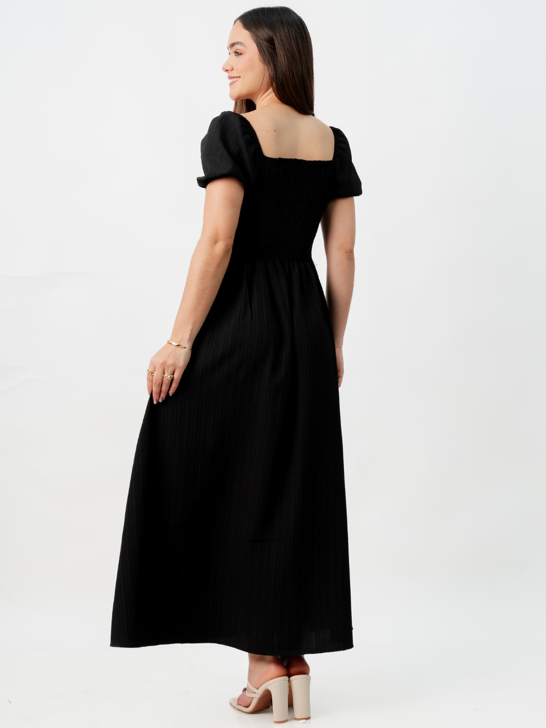 VESTIDO ROMANTICO LARGO NELLY NEGRO