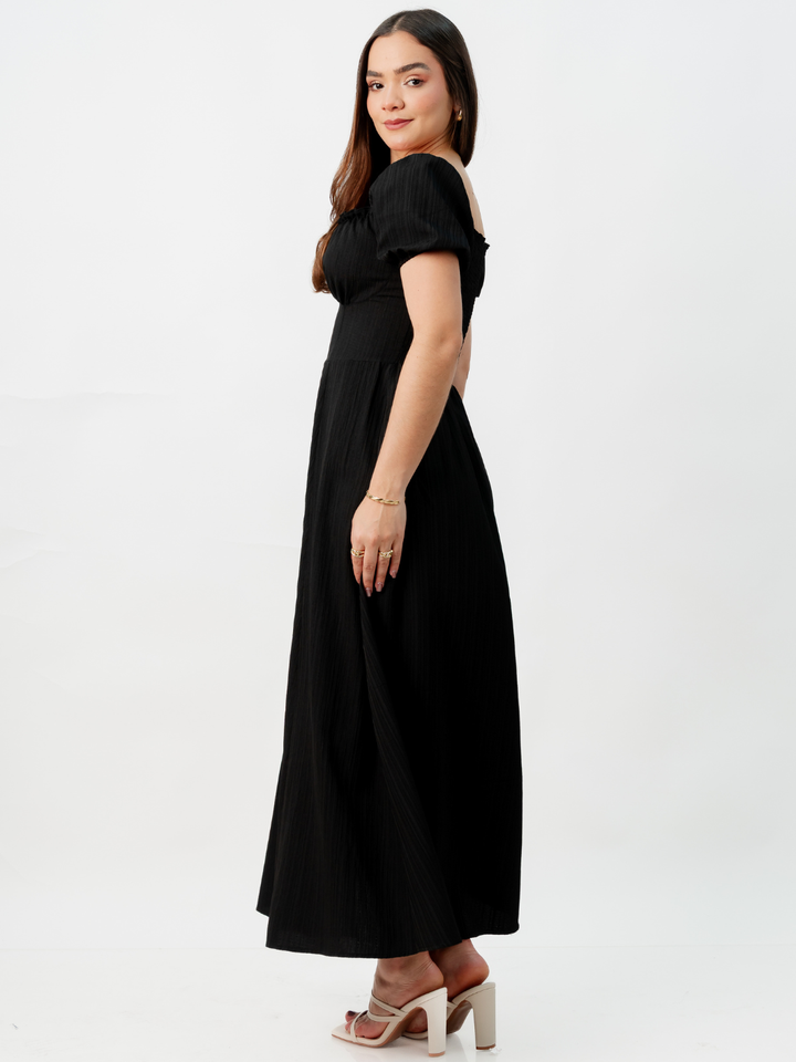 VESTIDO ROMANTICO LARGO NELLY NEGRO