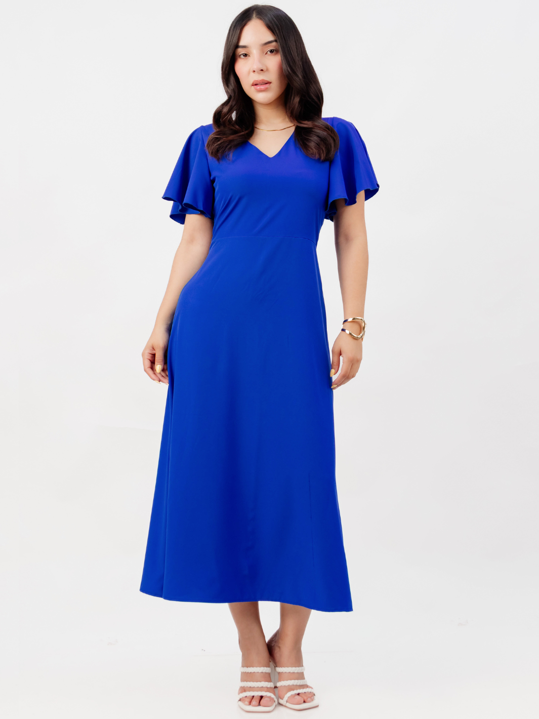 VESTIDO EN CORTE A CON LAZO GLENDA AZULINO