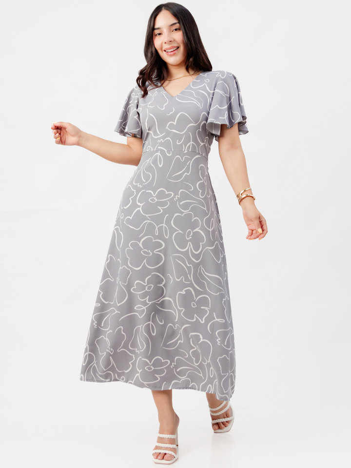 VESTIDO EN CORTE A CON LAZO GLENDA MELANGE