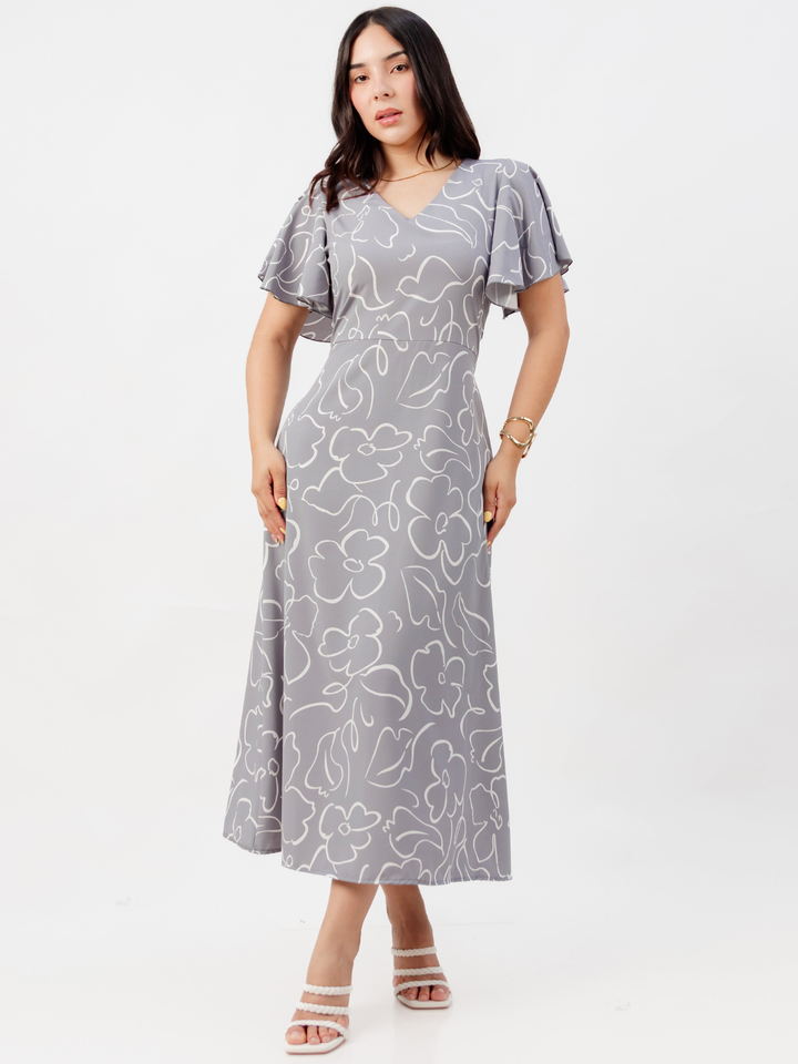 VESTIDO EN CORTE A CON LAZO GLENDA MELANGE