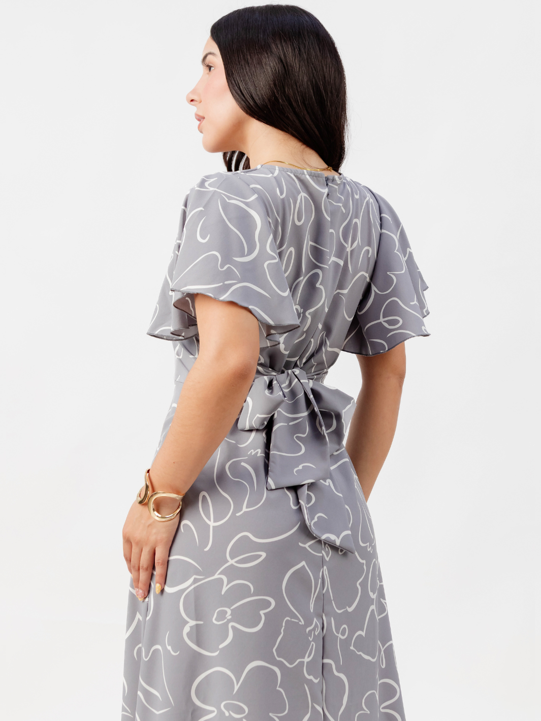 VESTIDO EN CORTE A CON LAZO GLENDA MELANGE