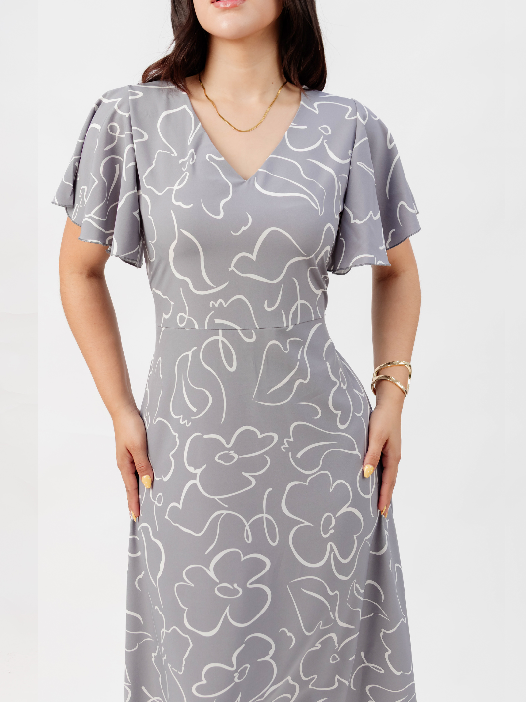 VESTIDO EN CORTE A CON LAZO GLENDA MELANGE