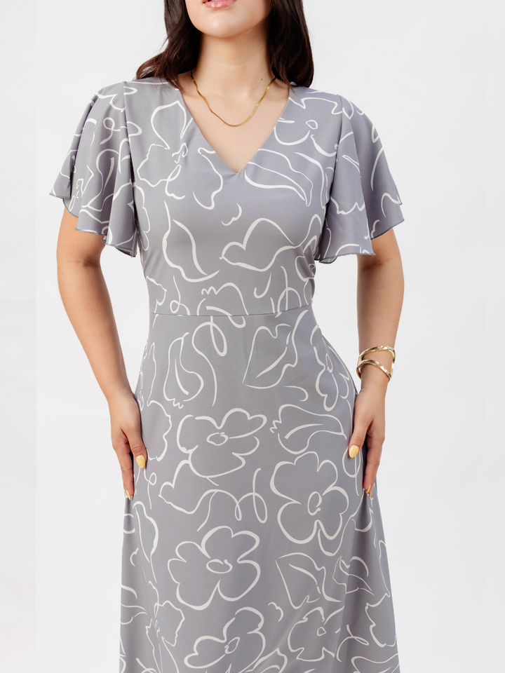 VESTIDO EN CORTE A CON LAZO GLENDA MELANGE