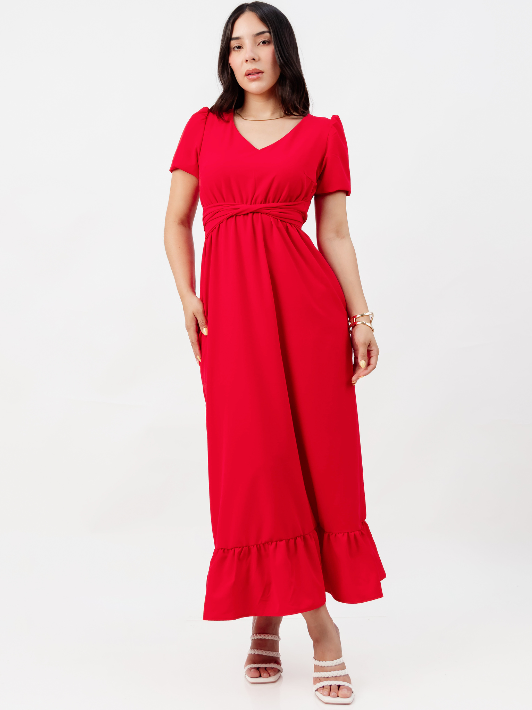 VESTIDO CASUAL LARGO REBECA ROJO