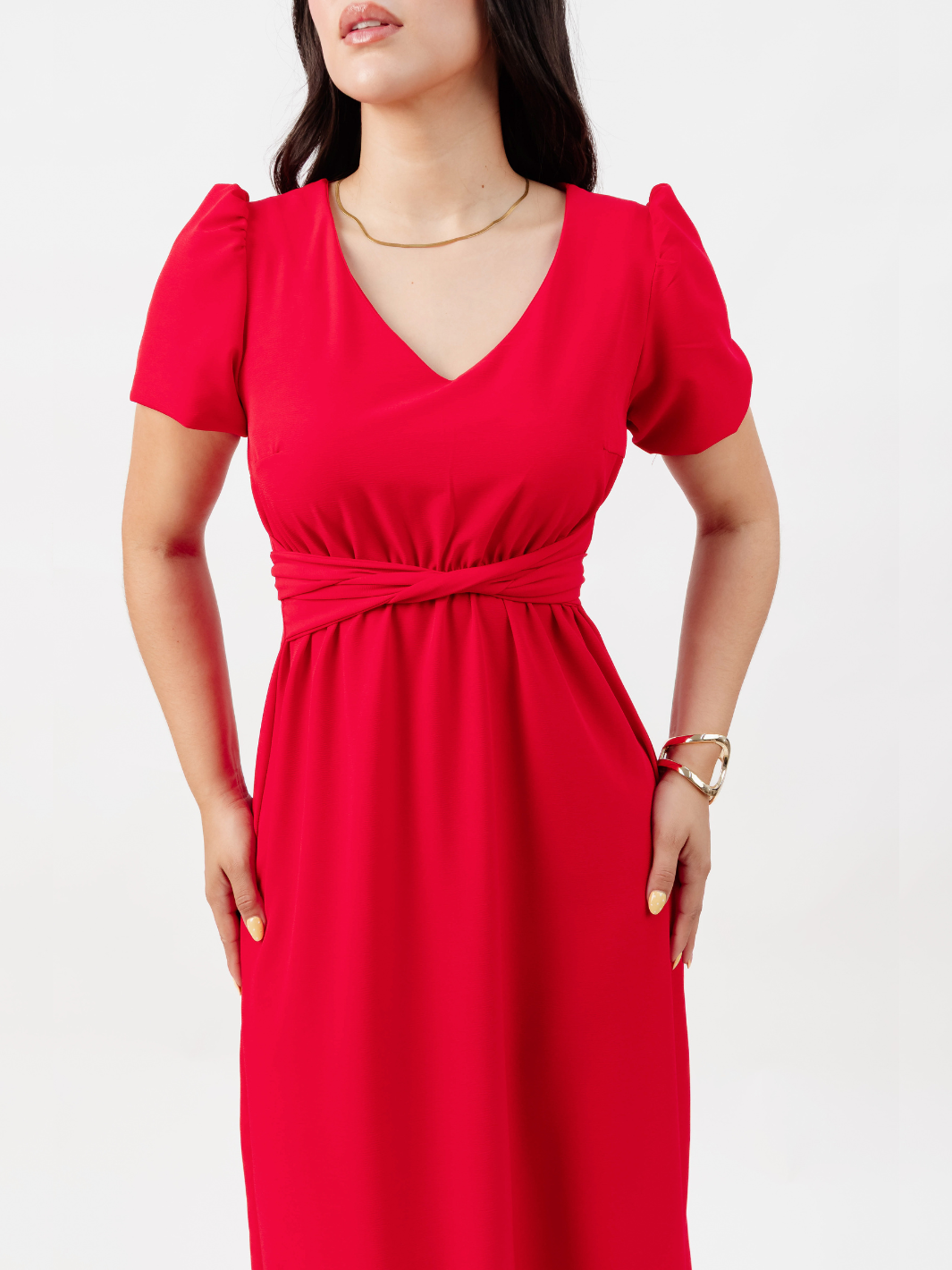 VESTIDO CASUAL LARGO REBECA ROJO