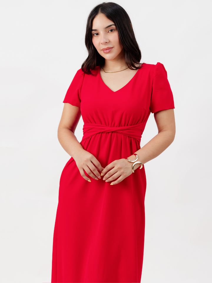 VESTIDO CASUAL LARGO REBECA ROJO