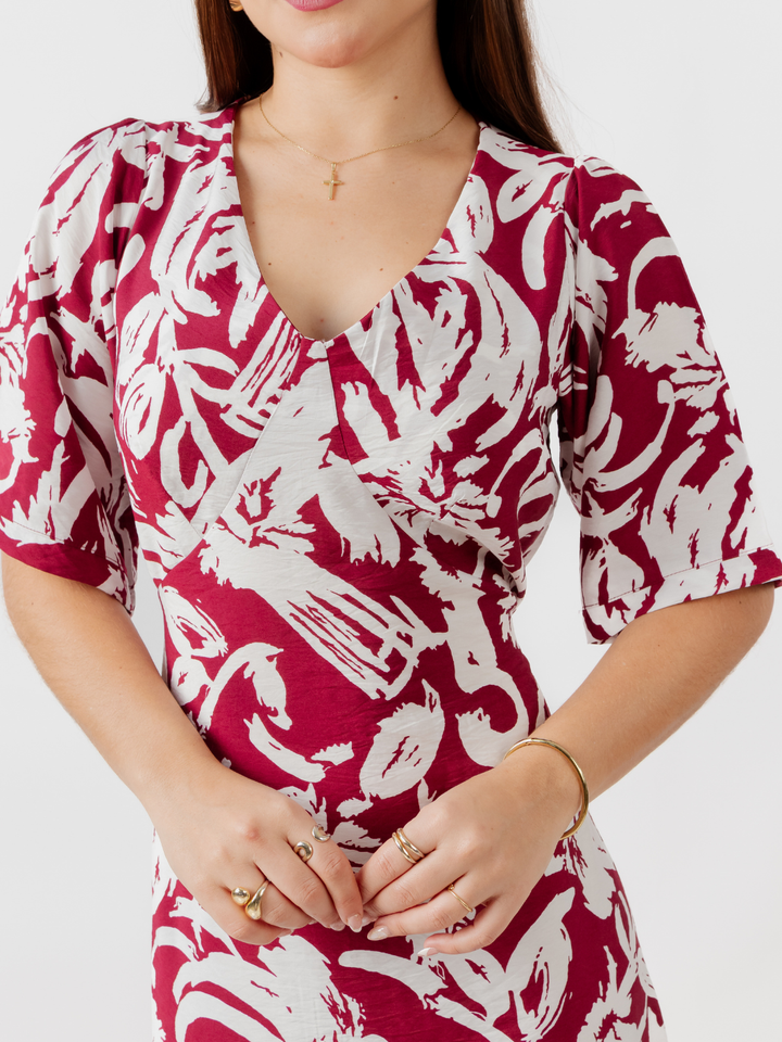 VESTIDO CASUAL LARGO BRIGITTE VINO