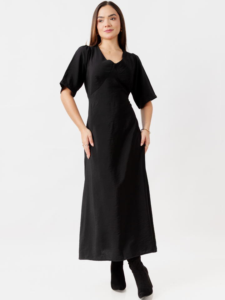 VESTIDO CASUAL LARGO BRIGITTE NEGRO