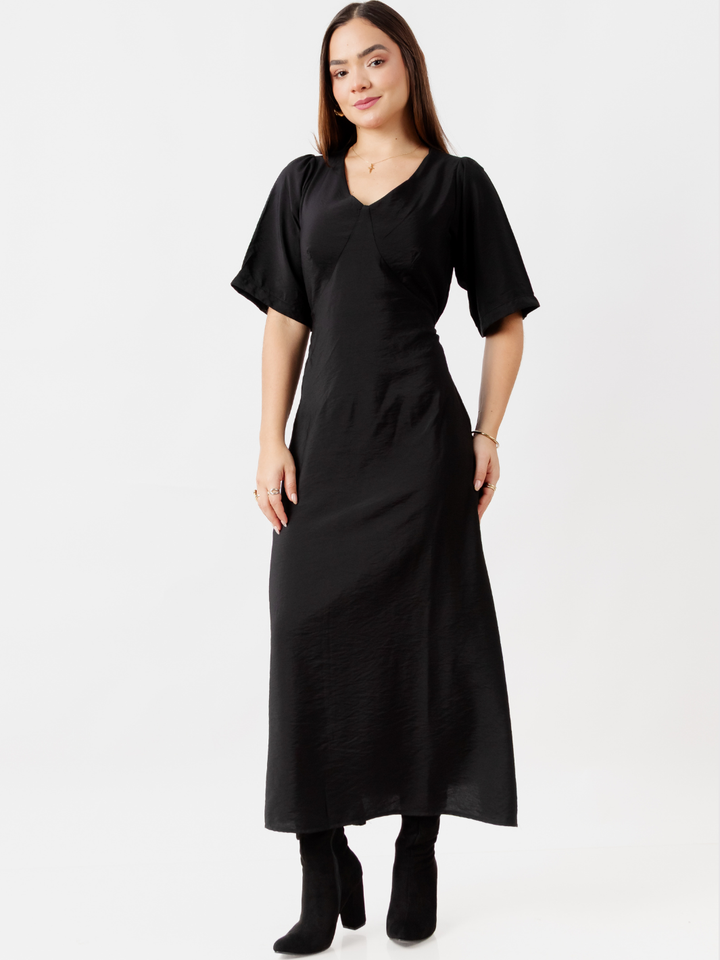 VESTIDO CASUAL LARGO BRIGITTE NEGRO