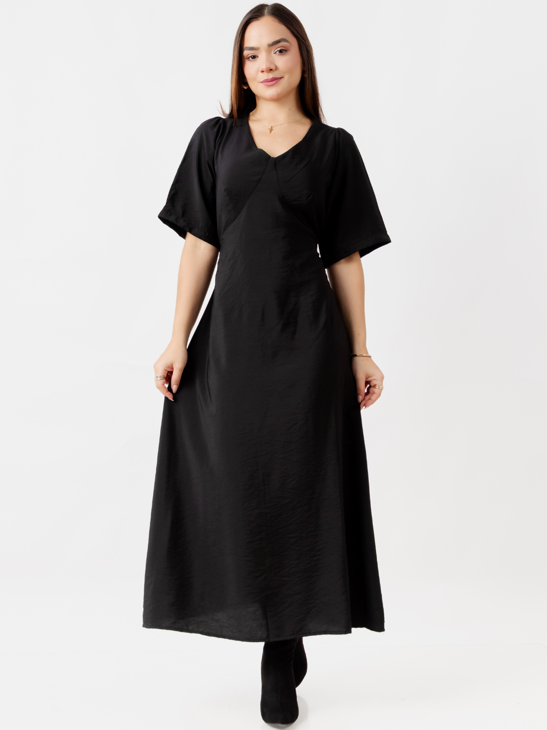 VESTIDO CASUAL LARGO BRIGITTE NEGRO