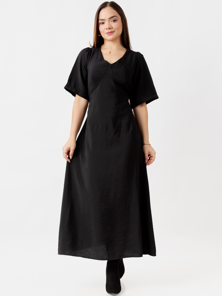 VESTIDO CASUAL LARGO BRIGITTE NEGRO