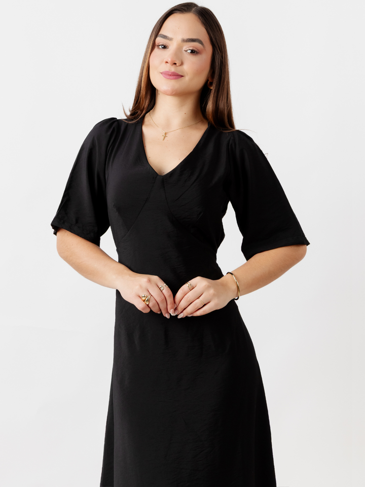 VESTIDO CASUAL LARGO BRIGITTE NEGRO