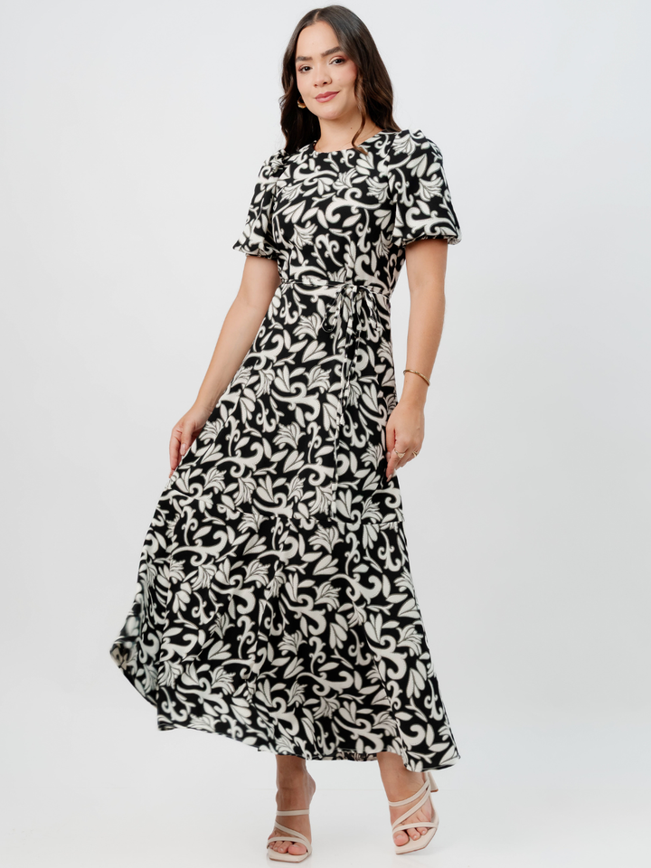 VESTIDO CASUAL LARGO OLIVIA NEGRO