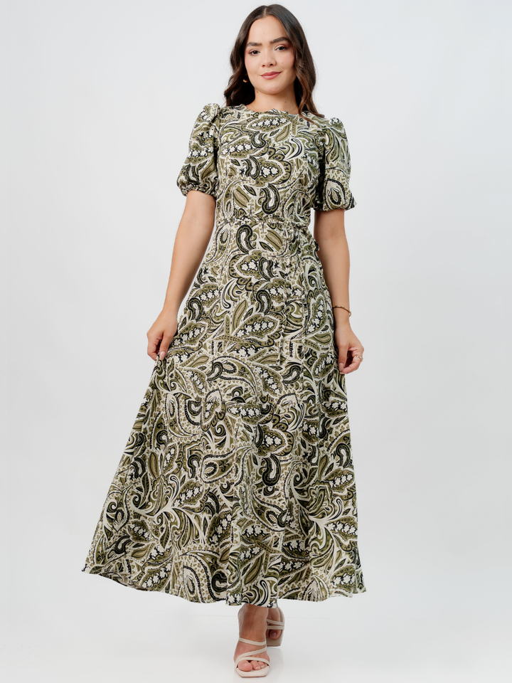 VESTIDO CASUAL LARGO OLIVIA VERDE