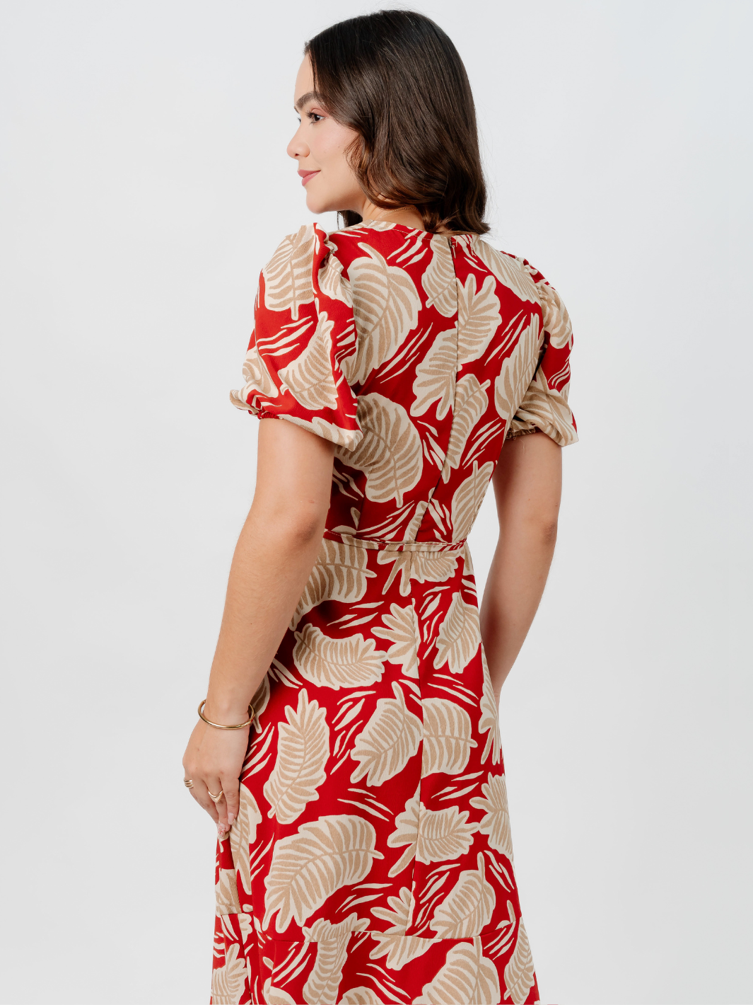 VESTIDO CASUAL LARGO OLIVIA RUST FLOREADO