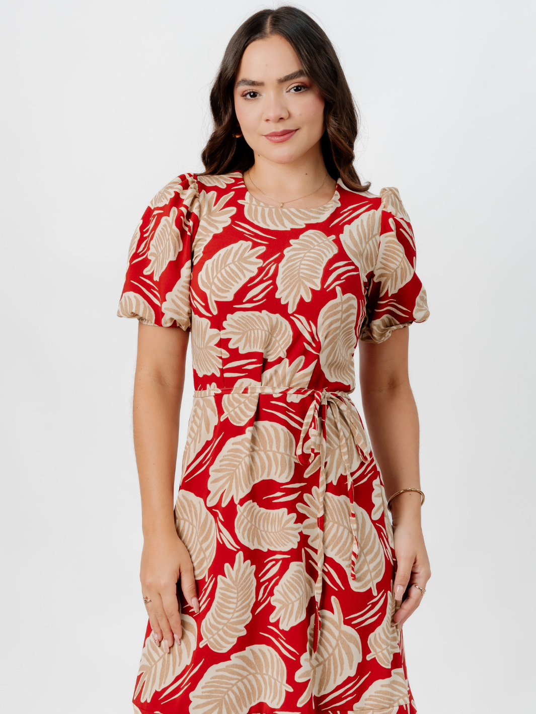 VESTIDO CASUAL LARGO OLIVIA RUST FLOREADO