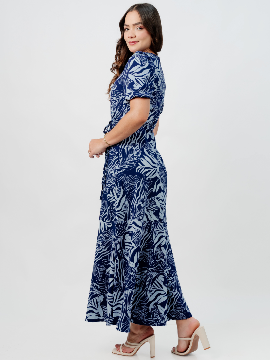 VESTIDO CASUAL LARGO OLIVIA AZUL/CELESTE