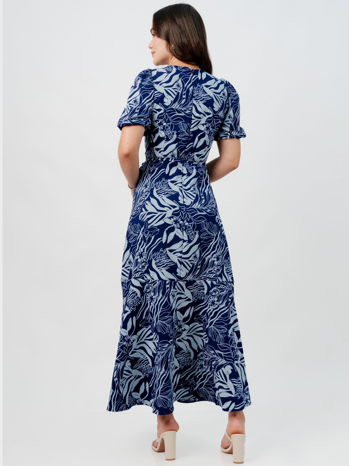 VESTIDO CASUAL LARGO OLIVIA AZUL/CELESTE