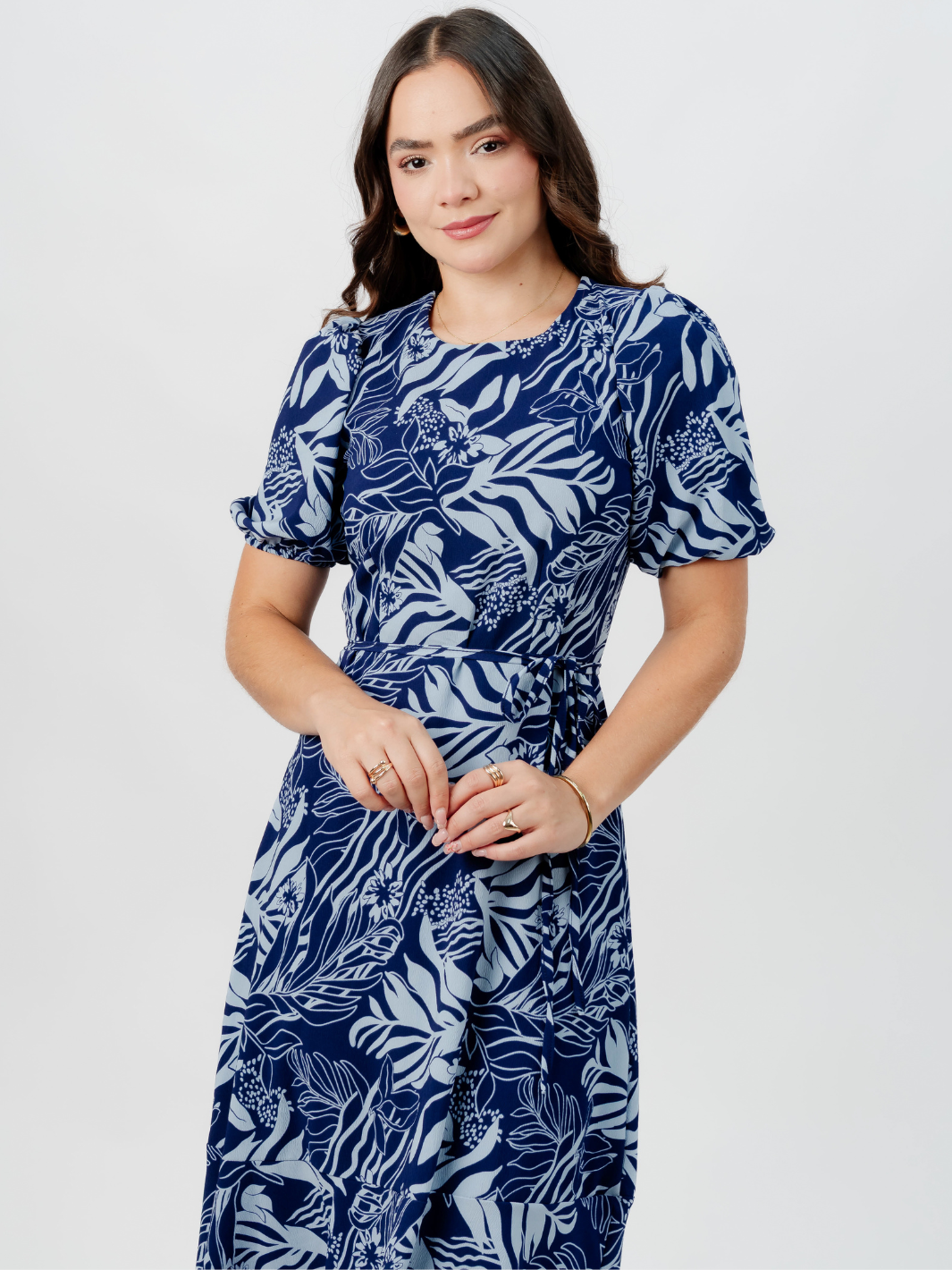 VESTIDO CASUAL LARGO OLIVIA AZUL/CELESTE