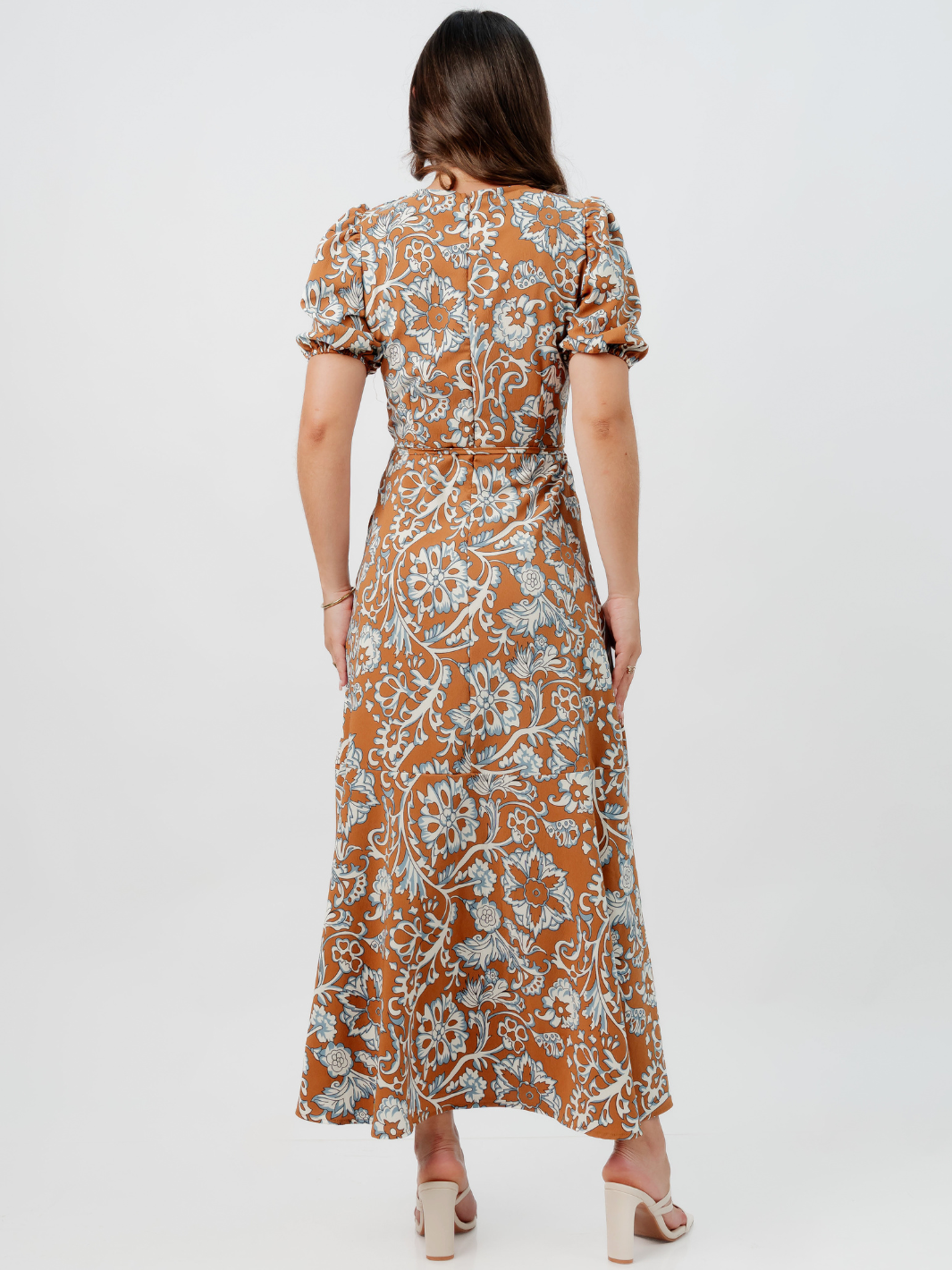 VESTIDO CASUAL LARGO OLIVIA CAMEL/PERLA