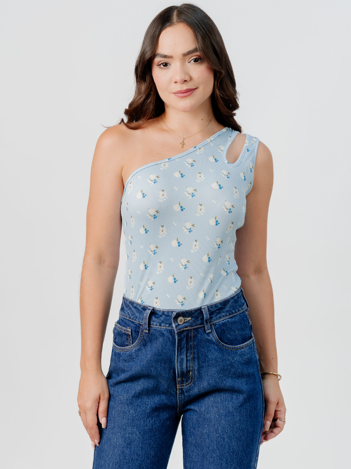 TOP ASIMETRICO MARIE CELESTE FLORES