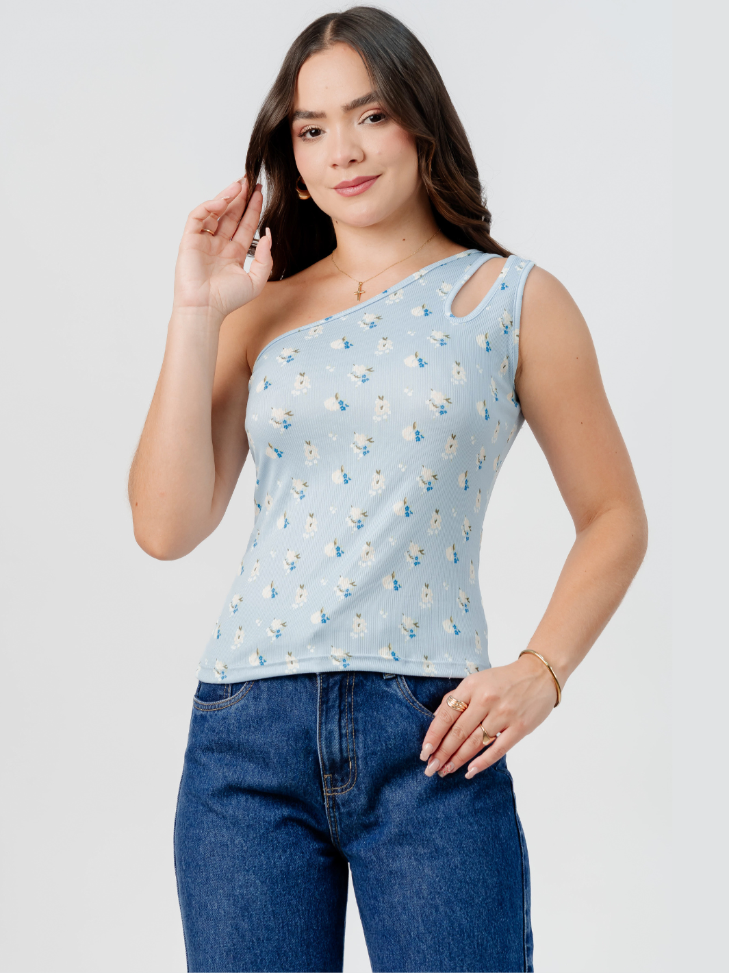 TOP ASIMETRICO MARIE CELESTE FLORES