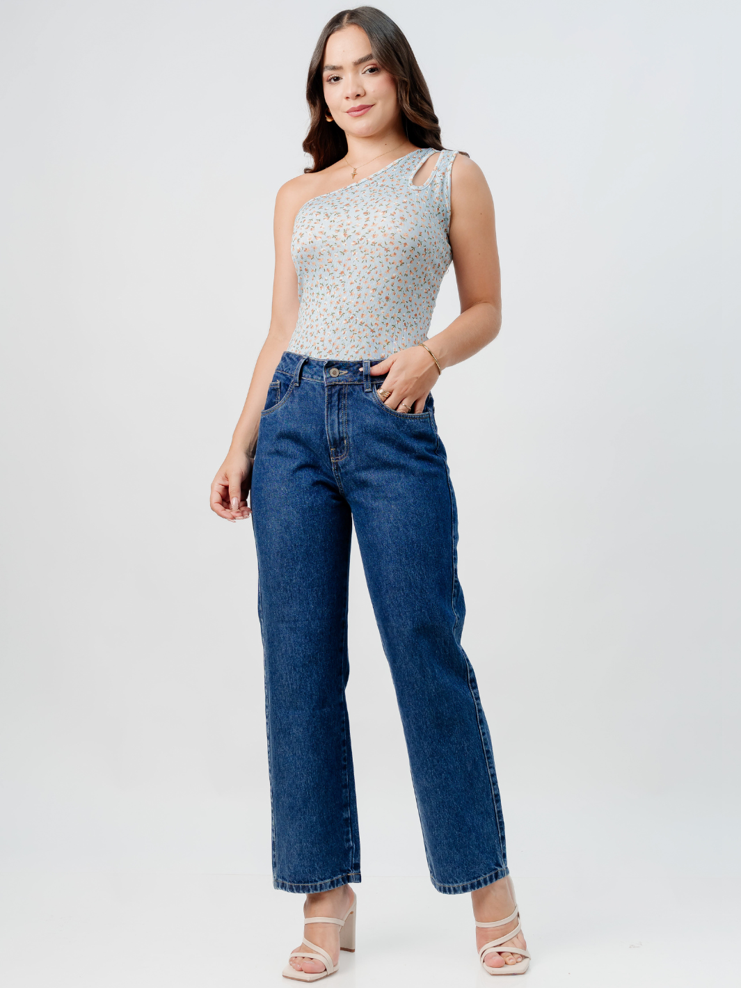TOP ASIMETRICO MARIE CELESTE FLORES/TERRACOTA