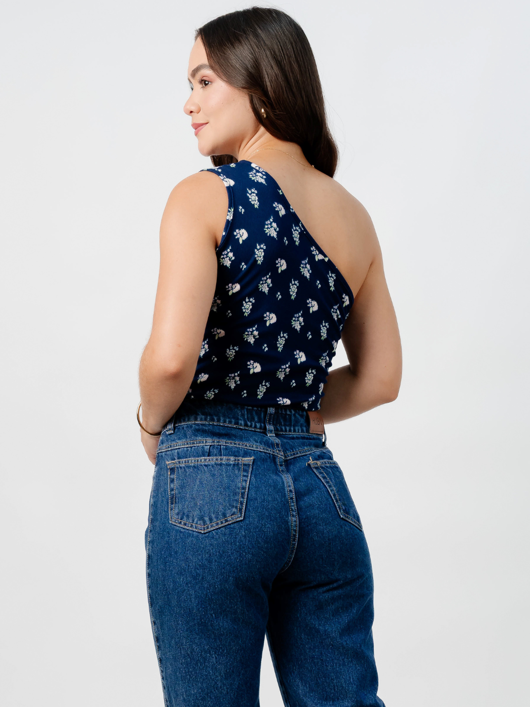 TOP ASIMETRICO MARIE AZUL FLORES