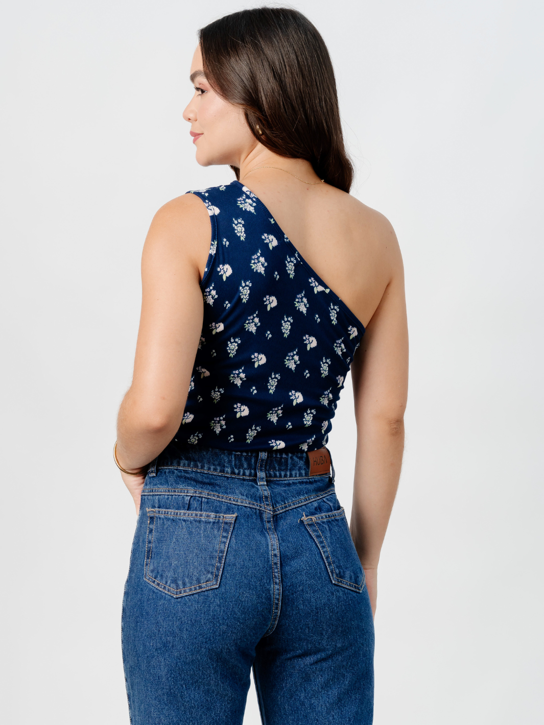 TOP ASIMETRICO MARIE AZUL FLORES
