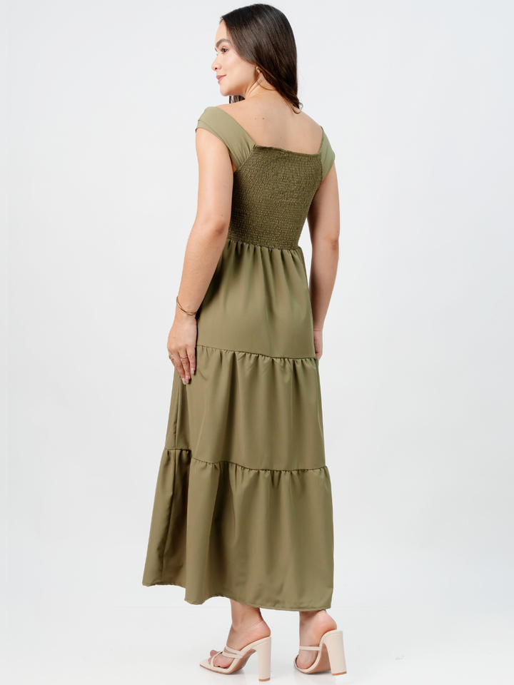 VESTIDO CASUAL CON ESCOTE SUTIL TERESA VERDE